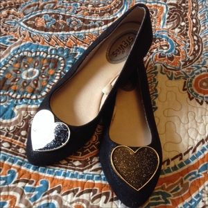 STEVIES black flats with glitter heart toe 4